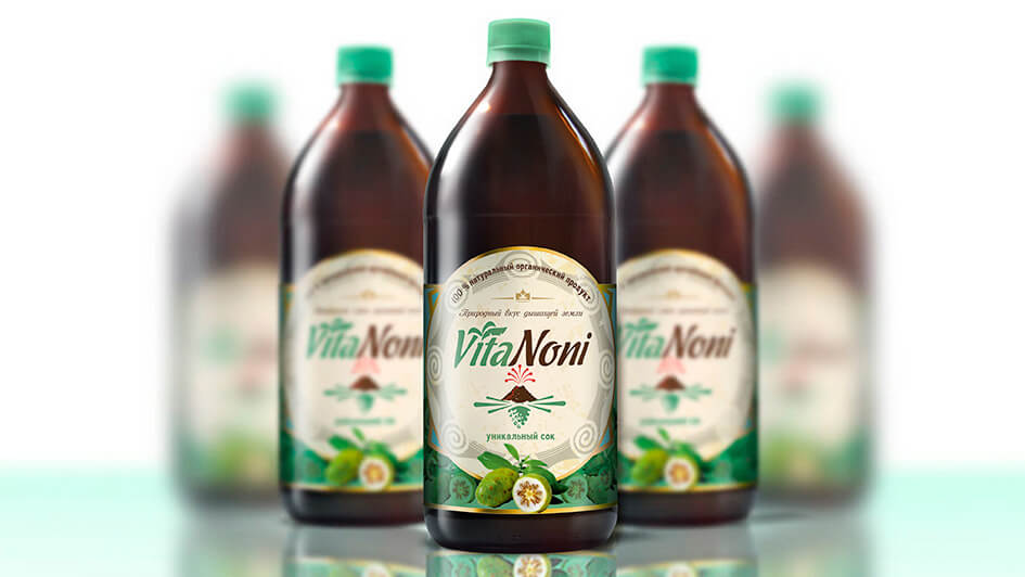 Разработка упаковки для сока VitaNoni © Креативное агентство KENGURU