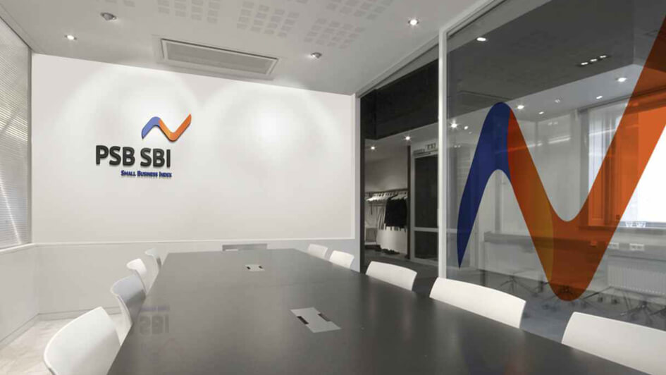 Использование логотипа в интерьере офиса PSB SBI © Креативное агентство KENGURU